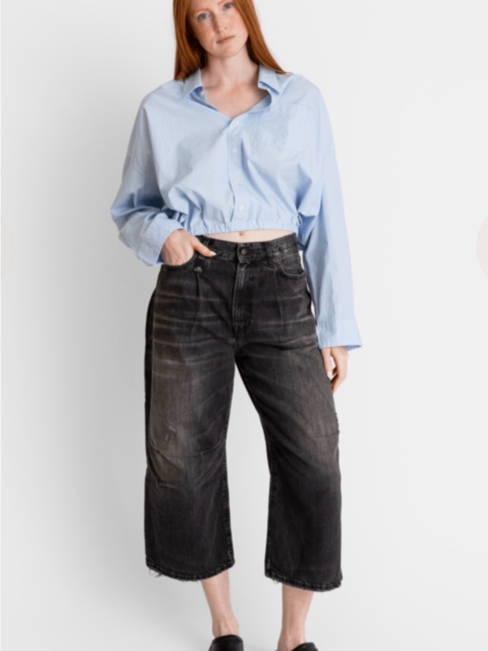 R13 Cropped Wide-Leg Jeans